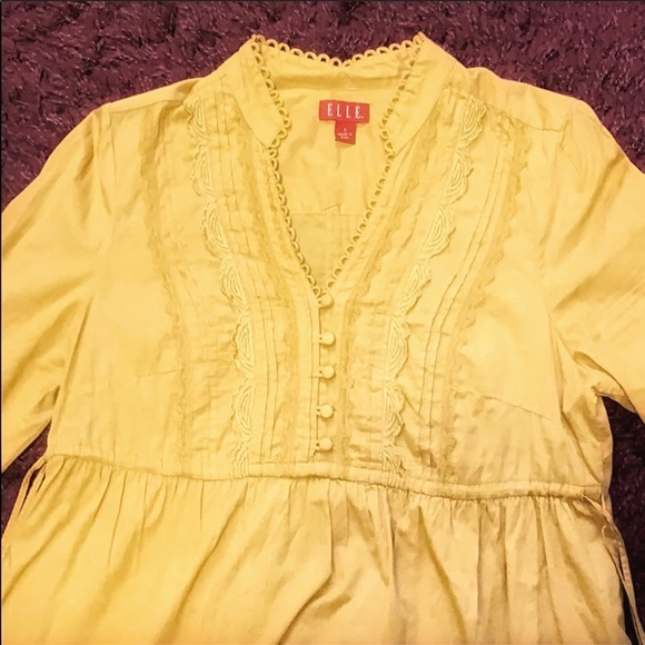 EUC Elle yellow peasant top sz S - Picture 2 of 3